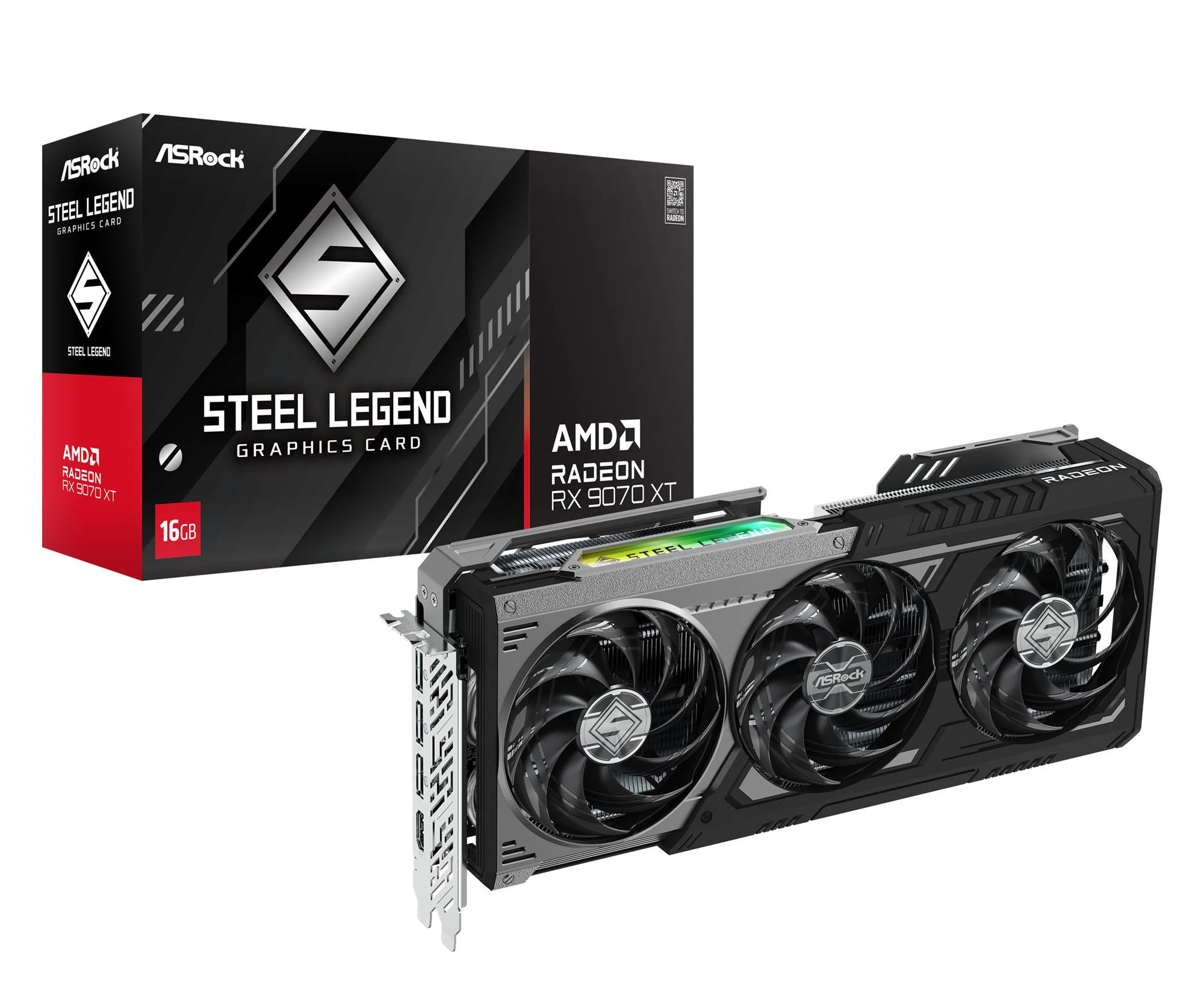 Відеокарта ASRock Radeon RX 9070 XT Steel Legend Dark 16GB GDDR6 (RX9070XT SLD 16G) EU