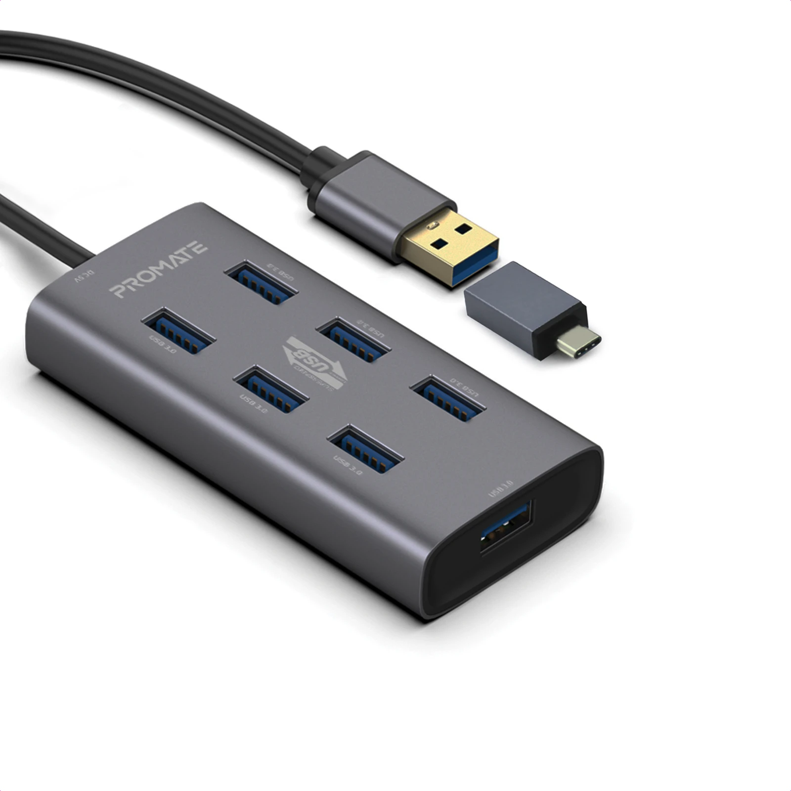 USB-хаб Promate EzHub Grey 7 портів (ezhub-7.grey)