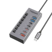 USB-хаб Promate Gegahub-10G USB Type-C 7-в-1 Сірий