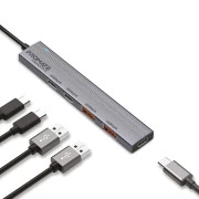 USB-хаб Promate LiteHub-Pro USB Type-C 4-в-1 Сірий