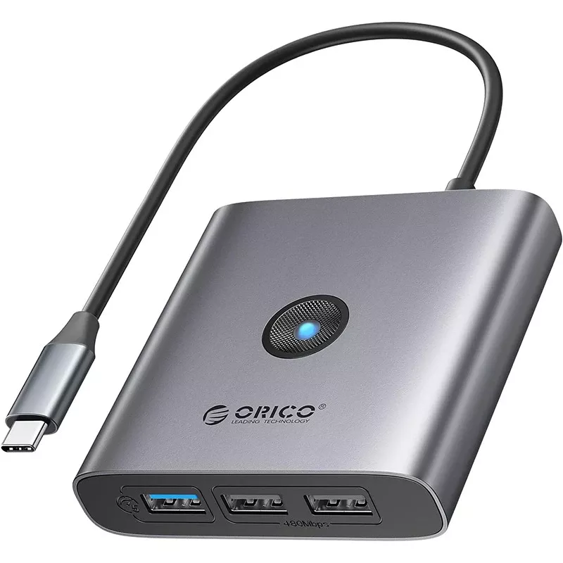 USB-хаб Orico FAX3-5P-GY-EP USB Type-C 3-в-1 Сірий (CA914227)