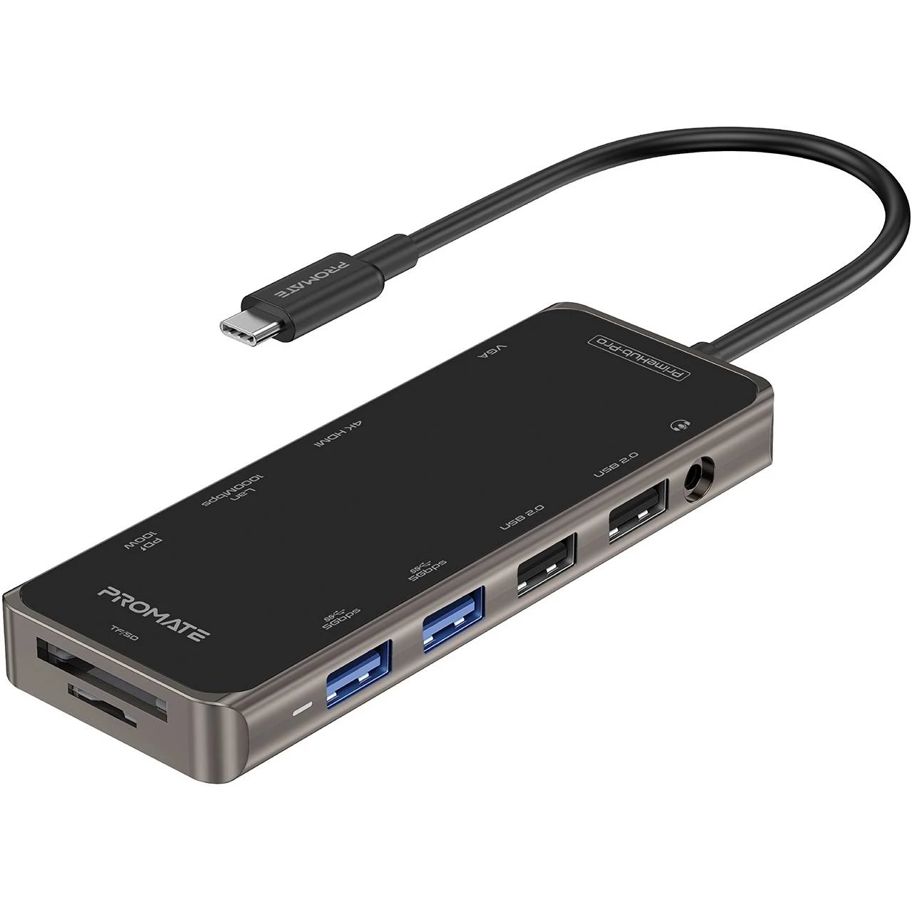 USB-хаб Promate PrimeHub-Pro USB Type-C сірий (primehub-pro.grey)