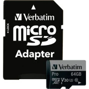 Verbatim 64 GB microSDHC UHS-I U3 V30 A2 Class 10 Pro + SD Adapter (47042) (UA)