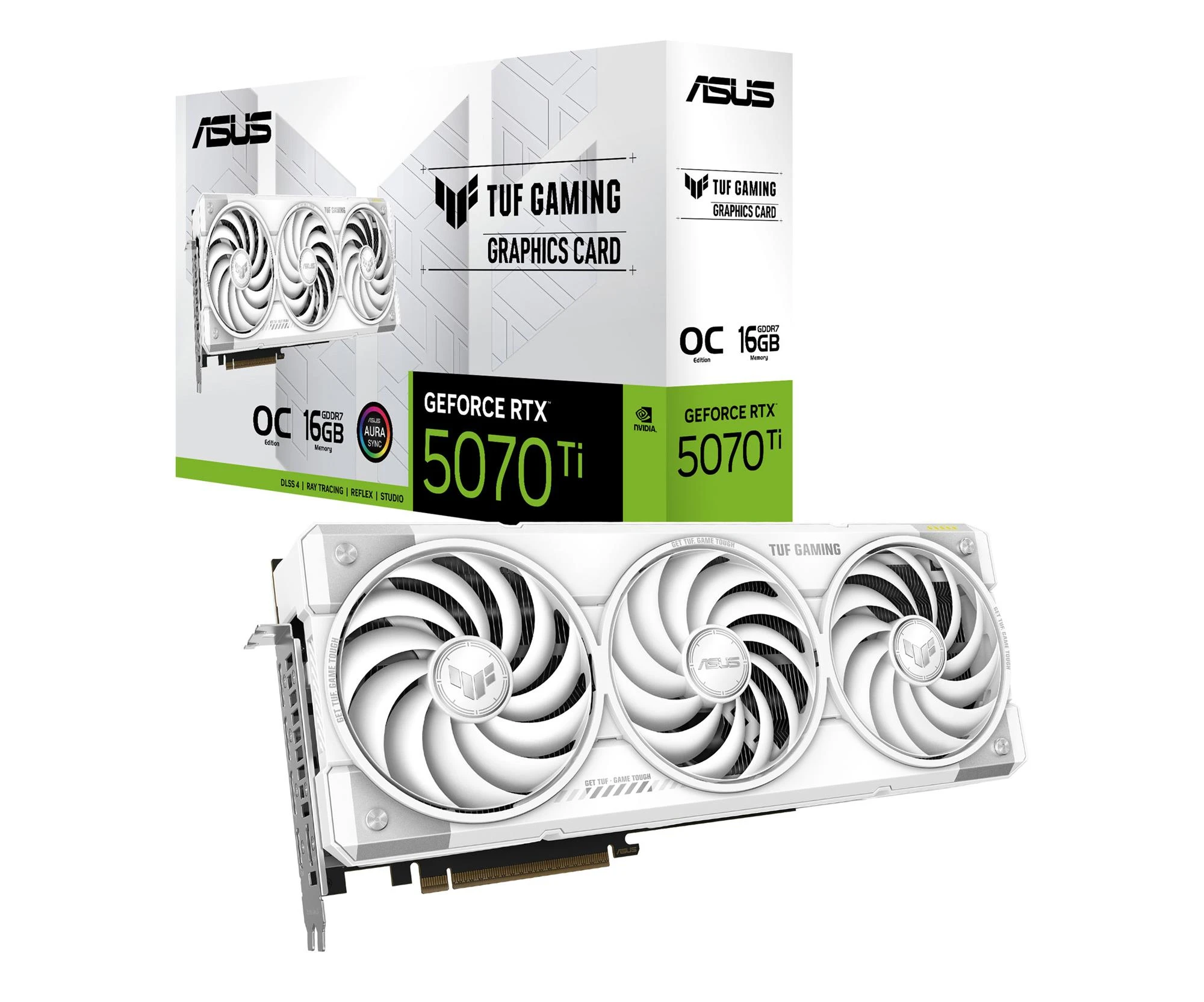 Відеокарта ASUS GeForce RTX 5070 Ti TUF Gaming OC White 16GB GDDR7 DLSS4 (TUF-RTX5070TI-O16G-WHITE-GAMING) EU