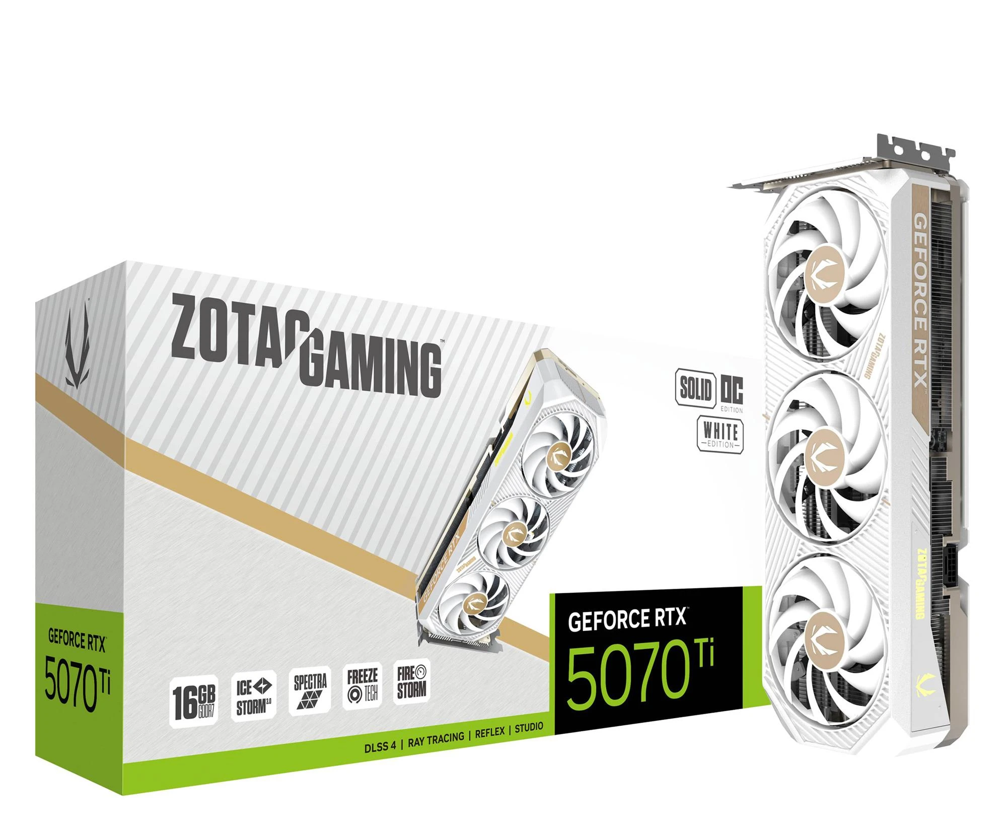 Видеокарта Zotac GeForce RTX 5070 Ti Solid Core OC White 16GB GDDR7 DLSS4 (ZT-B50710Q2-10P) EU