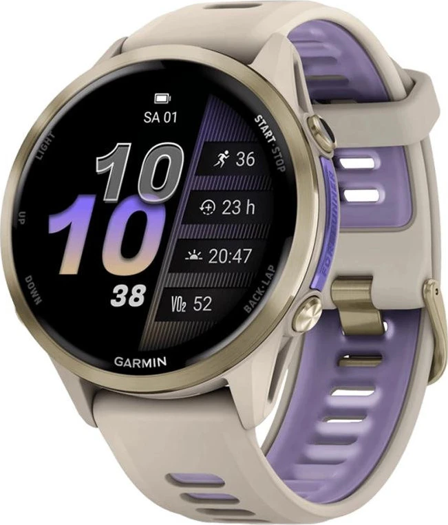 Смарт-годинник Garmin Forerunner 970 Soft Gold Titanium w. French Gray C. and French Gray/T. Indigo Band (010-02969-02/12/62)