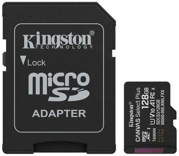 Карта пам'яті Kingston 128 GB microSDXC Canvas Select Plus Gen3 + SD-Adapter SDCS3/128GB (UA)