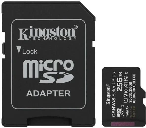 Карта пам'яті Kingston 256 GB microSDXC Canvas Select Plus Gen3 + SD-adapter SDCS3/256GB (UA)