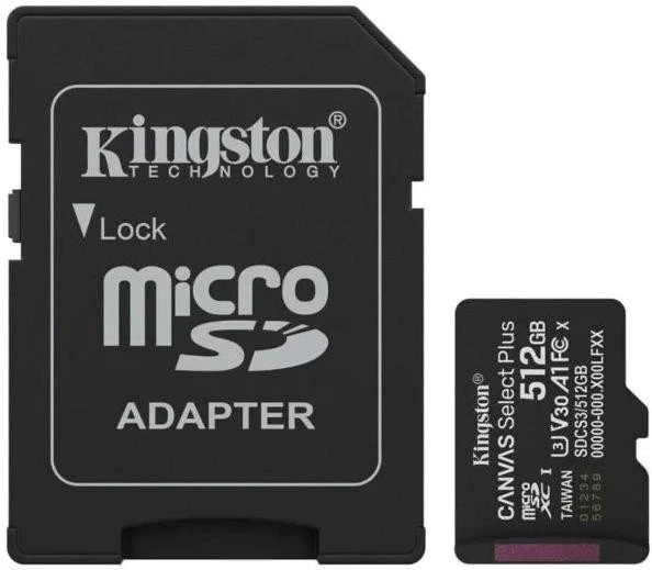 Карта памяти Kingston 512 GB microSDXC Canvas Select Plus Gen3 + SD-Adapter SDCS3/512GB (UA)