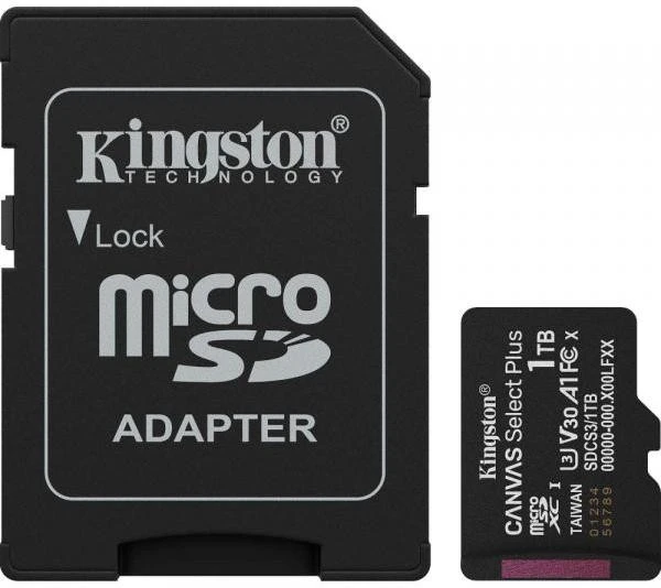 Карта пам'яті Kingston 1 TB microSDXC Canvas Select Plus Gen3 + SD-adapter SDCS3/1TB (UA)