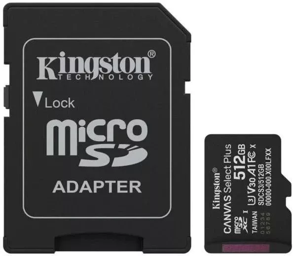 Карта пам'яті Kingston 512 GB microSDXC Canvas Select Plus Gen3 + SD-Adapter SDCS3/512GB (UA)