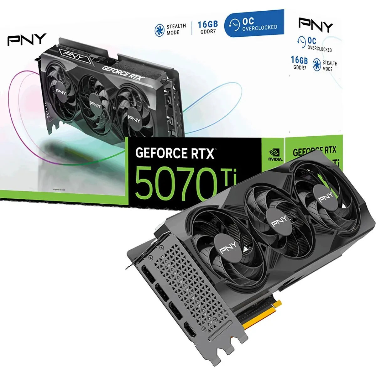 Відеокарта PNY GeForce RTX 5070 Ti 16GB Overclocked Triple Fan (VCG5070T16TFXPB1-O) (EU)