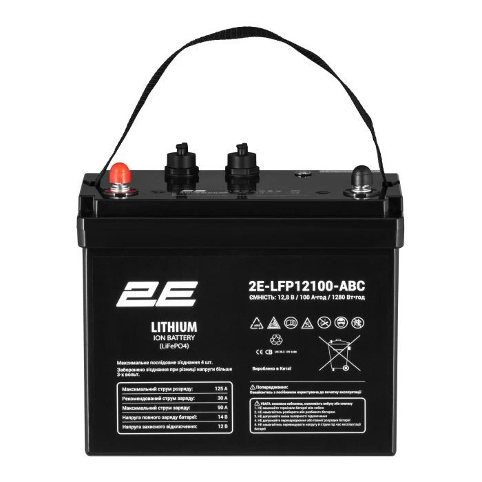 Акумуляторна батарея LiFePo4 2E 12V-100Ah, ABC 4S (2E-LFP12100-ABC) (UA)