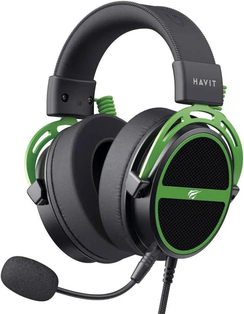 Наушники с микрофоном Havit HV-H2030E Black/Green (6939119067076) (UA)