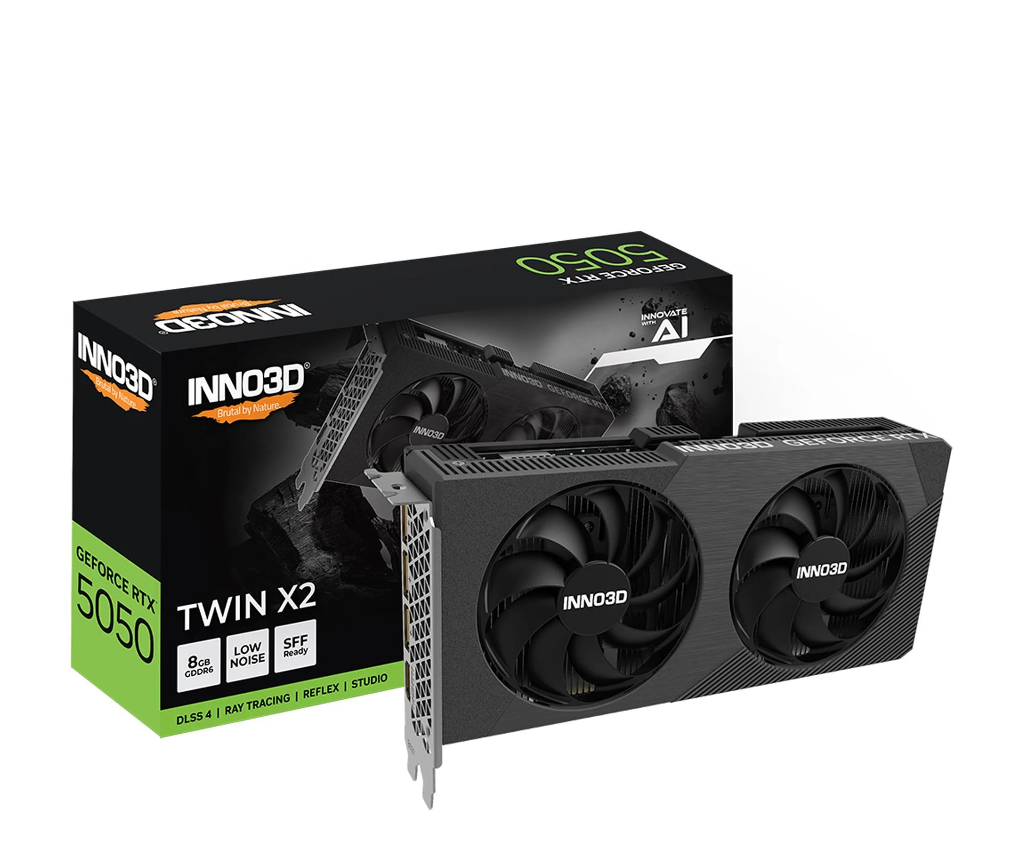 Видеокарта INNO3D GeForce RTX 5050 Twin X2 8GB GDDR6 DLSS4 (N50502-08D6-174071N) EU