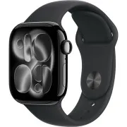 Apple Watch Series 11 GPS 42mm Jet Black Alu. Case w. Black S. Band - S/M (MEQT4)