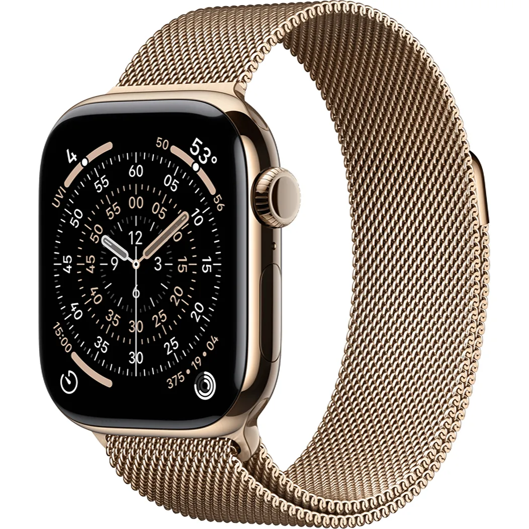Годинники Apple Watch Series 11 GPS + Cellular 42mm Gold Tit. Case w. Gold Milanese Loop (MF8Y4)