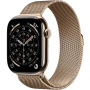 Apple Watch Series 11 GPS + Cellular 46mm Gold Tit. Case w. Gold Milanese Loop - S/M (MFD74)