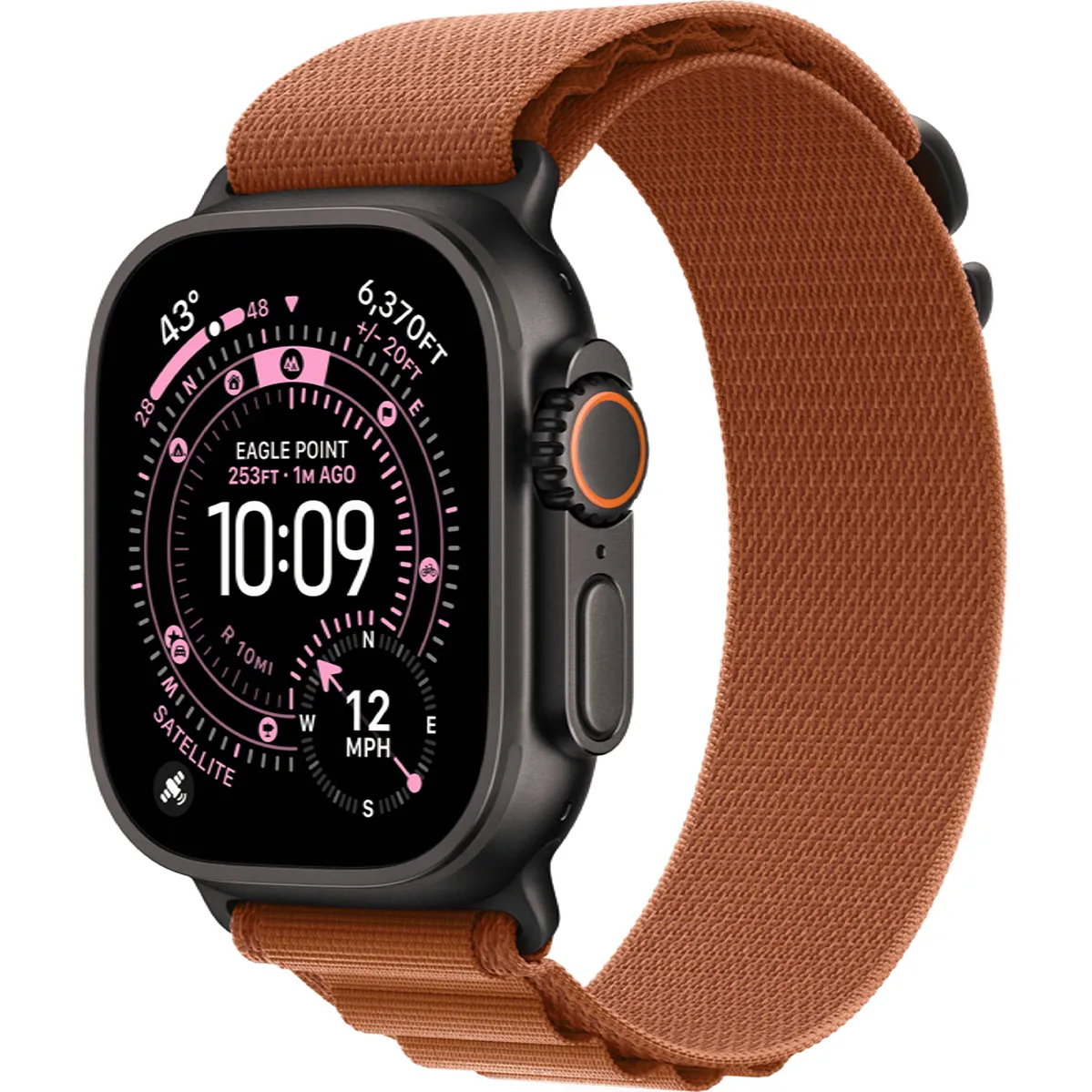 Годинники Apple Watch Ultra 3 GPS + Cellular 49mm Black Tit. Case w. Terra Cotta Alpine Loop - Medium (MF254+MG9E4)