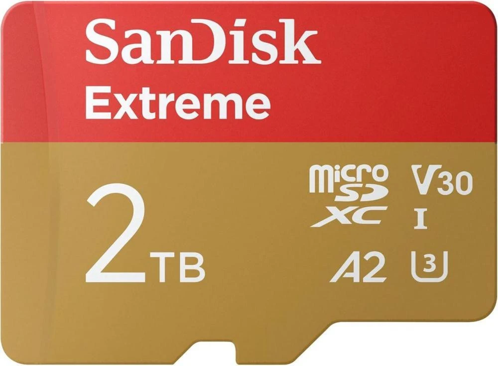 Карта пам'яті SanDisk 2 TB microSDXC U3 V30 A2 Extreme + Adapter SD (SDSQXAV-2T00-GN6MA) (UA)