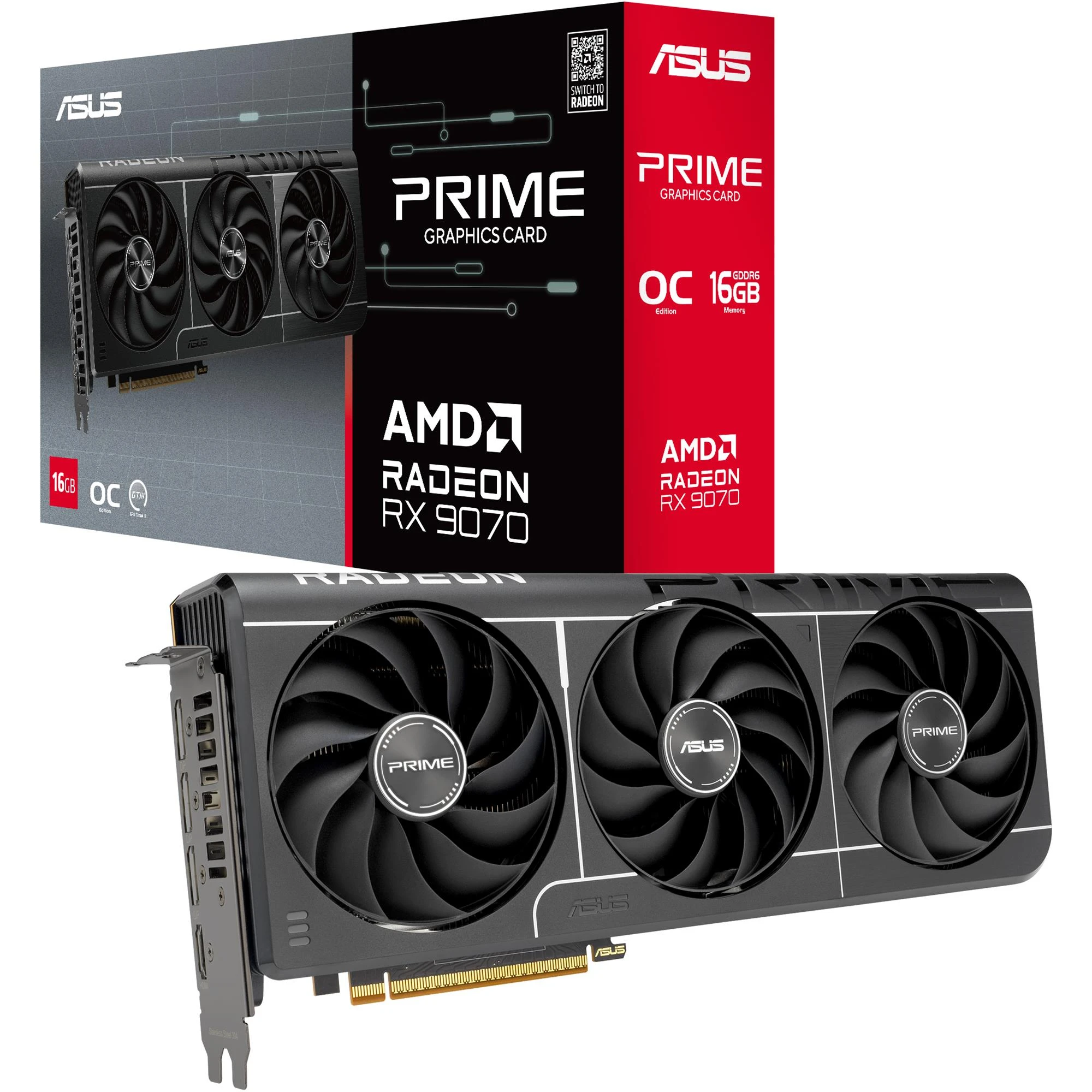 Відеокарта AMD Radeon RX 9070 16GB GDDR6 Prime Evo OC Asus (PRIME-RX9070-O16G-EVO) (90YV0MQ0-M0NA00) (UA)