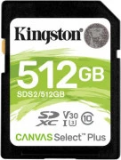 Kingston 512 GB SDXC Class 10 UHS-I U3 Canvas Select Plus SDS2/512GB