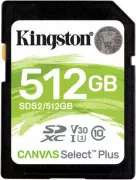 Kingston 512 GB SDXC Class 10 UHS-I U3 Canvas Select Plus SDS2/512GB