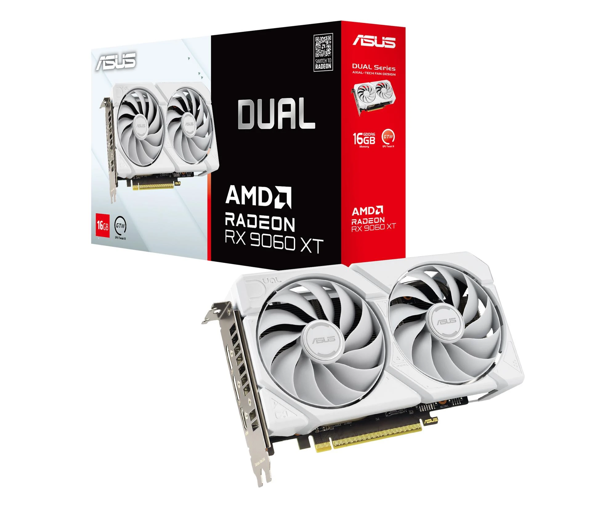 Відеокарта ASUS Radeon RX 9060 XT Dual White 16GB GDDR6 (DUAL-RX9060XT-16G-WHITE) EU