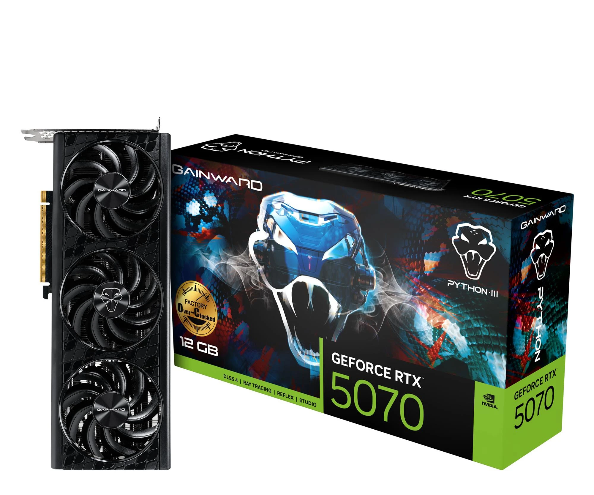 Відеокарта Gainward GeForce RTX 5070 Python III OC 12GB GDDR7 DLSS4 (NE75070S19K9-GB2050T) EU