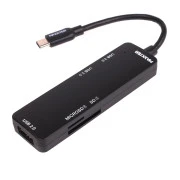 USB-хаб Maxxter USB Type-C 5-в-1 Black (HU3C-3PTF-01) (UA)