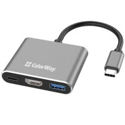 USB-хаб СolorWay USB Type-C 3-в-1 (CW-HUB08) (UA)