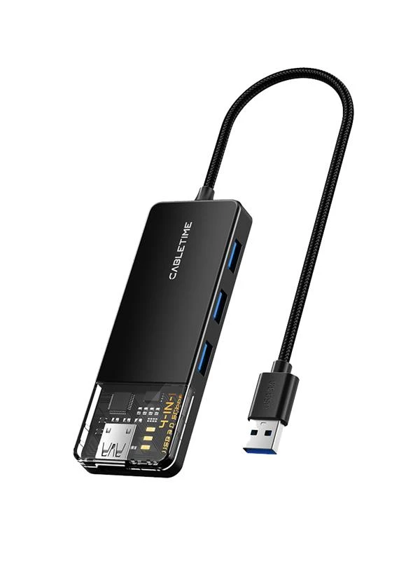 Концентратор Cabletime USB - 4 Port USB 3.0, 5Gbps, 0.15 m (CB01B) (UA)