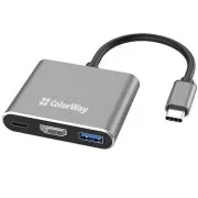 USB-хаб СolorWay USB Type-C 3-в-1 (CW-HUB08) (UA)