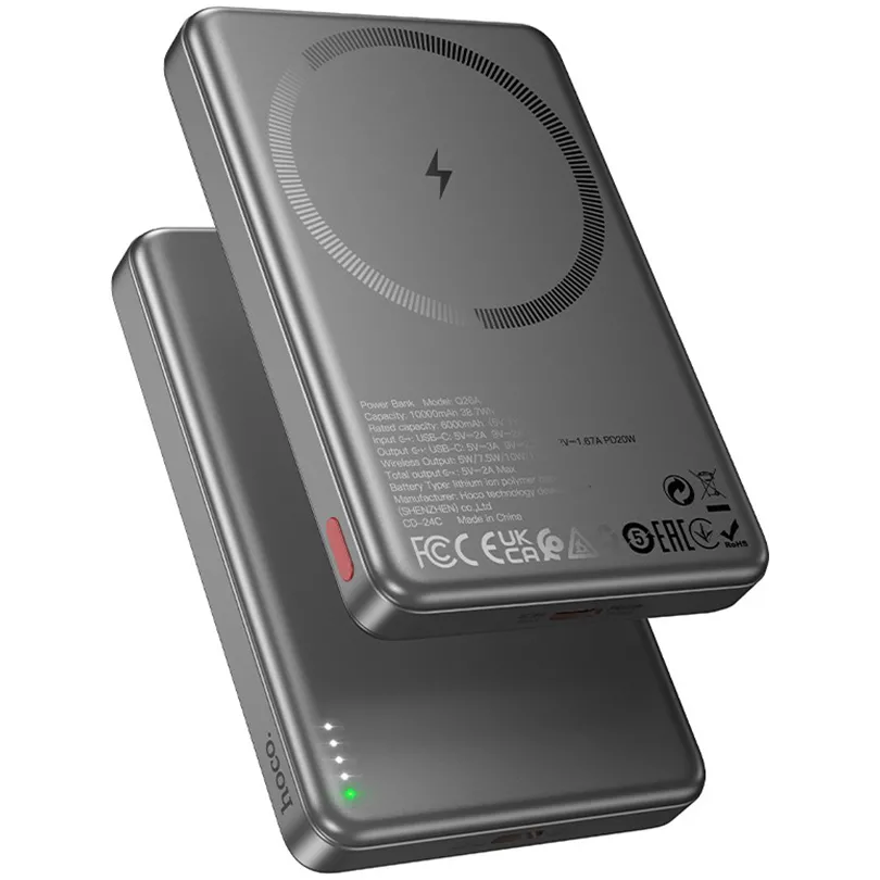 Мобільна батарея Power Bank Hoco Q26A 10000mAh PD/QC 20W USB-C 3in1 MagSafe (metal gray)
