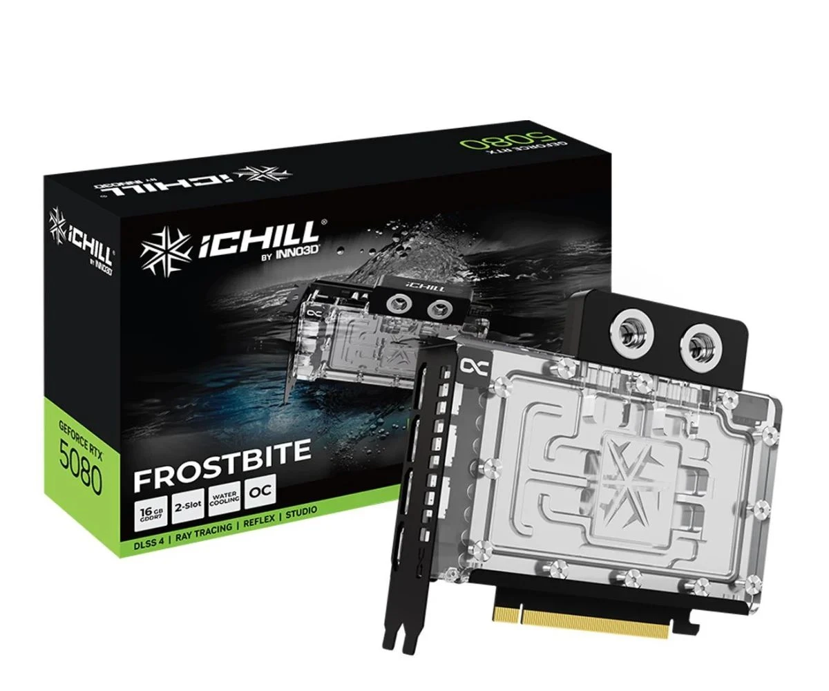 Видеокарта INNO3D GeForce RTX 5080 iCHILL Frostbite 16GB GDDR7 DLSS4 (C50803-16D7X-1760FB) EU