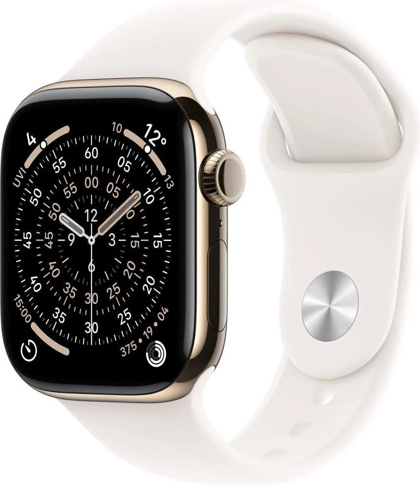 Годинники Apple Watch Series 11 GPS + Cellular 42mm Gold Titanium Case w. Light Blush Sport Band - S/M (MF8W4)