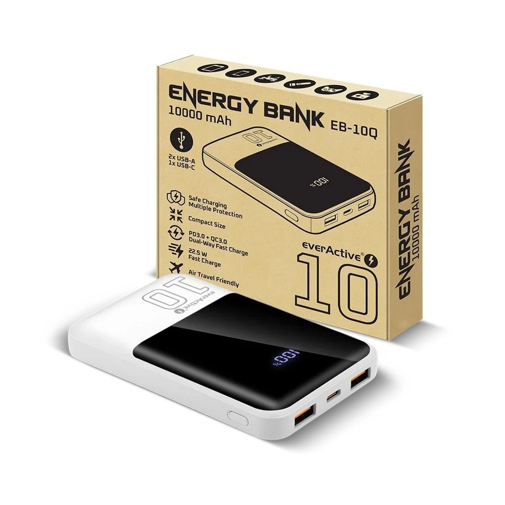 Мобильная батарея everActive EB-10Q 10000mAh White (UA)