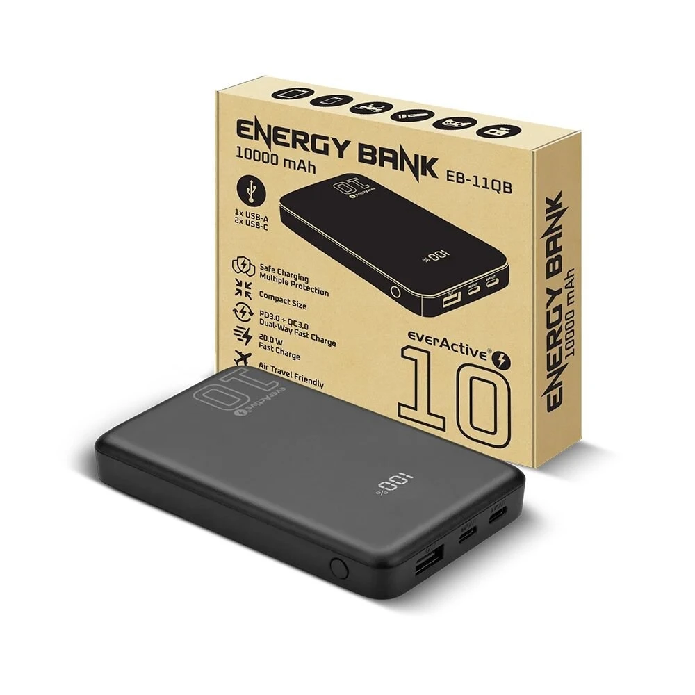 Мобільна батарея everActive EB-11QB 10000mAh Black (UA)