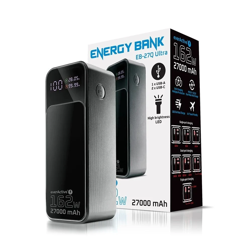 Мобільна батарея everActive EB-27Q Ultra 27000mAh Black (UA)