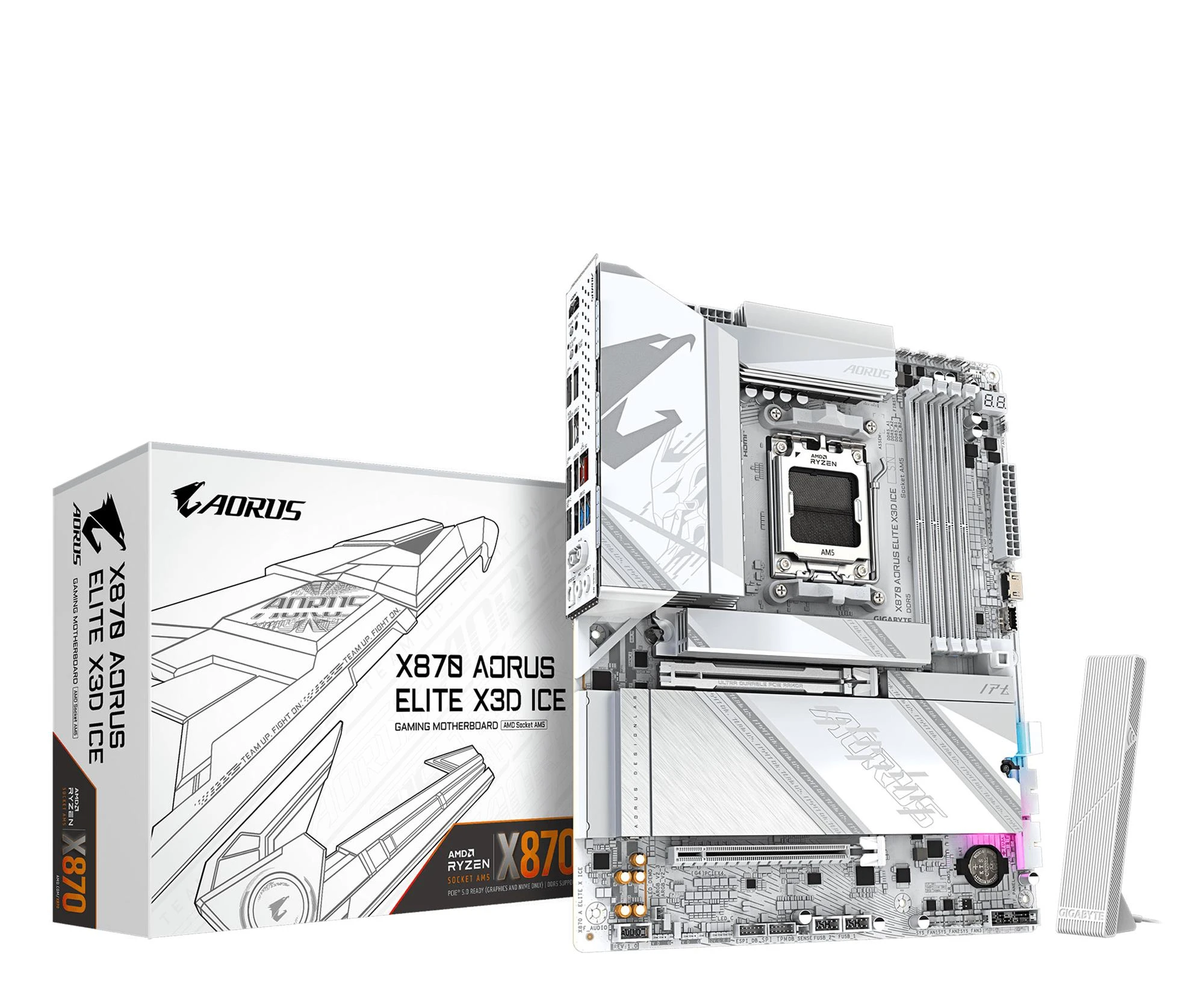 Материнська плата Gigabyte X870 AORUS ELITE X3D ICE (X870 A ELITE X ICE) (UA)