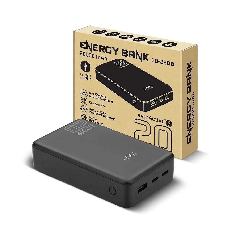 Мобільна батарея everActive EB-22QB 20000mAh Black (UA)