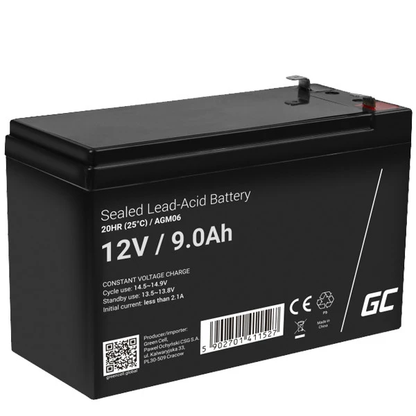 Аккумуляторная батарея Green Cell AGM06 12V 9Ah VRLA (85076000) (UA)