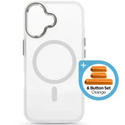 Чехол для мобильного телефона Armorstandart Unit MagCase Apple iPhone 17 Clear Silver + Orange Button Set (ARM90581) (UA)
