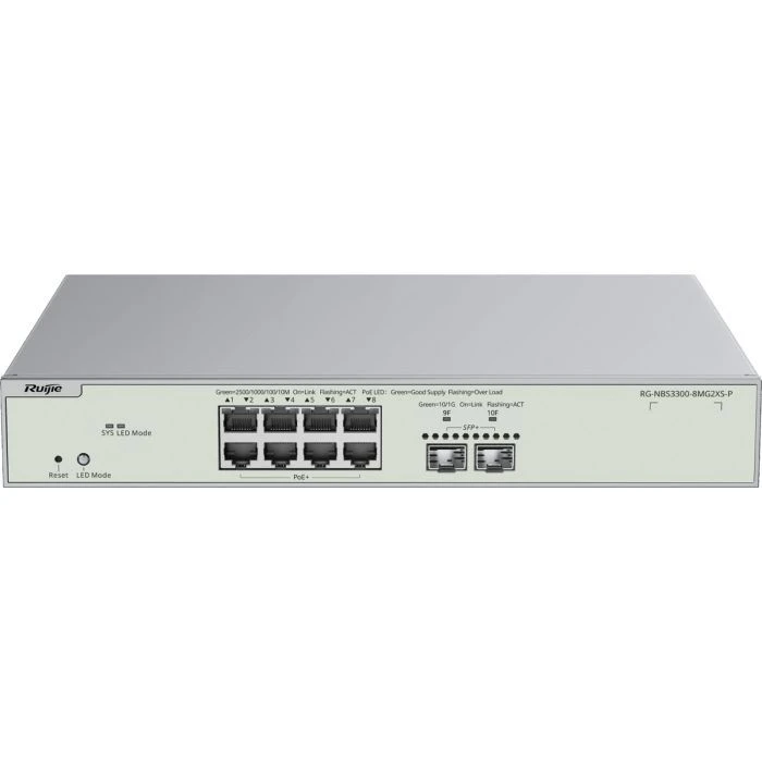 Комутатор мережевий Ruijie Networks RG-NBS3300-8MG2XS-P (UA)