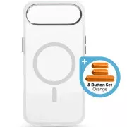 Чохол для мобільного телефону Armorstandart Unit MagCase Apple iPhone 17 Air Clear Silver + Orange Button Set (ARM90583) (UA)