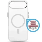 Чохол для мобільного телефону Armorstandart Unit MagCase Apple iPhone 17 Air Clear Silver + Pink Button Set (ARM90584) (UA)