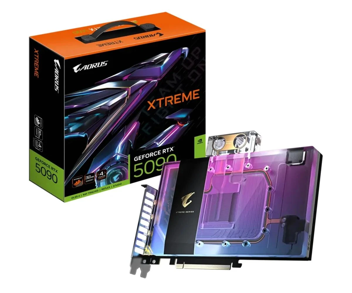 Видеокарта Gigabyte GeForce RTX 5090 AORUS Xtreme Waterforce WB 32GB GDDR7 DLSS4 (GV-N5090AORUSX WB-32GD) EU