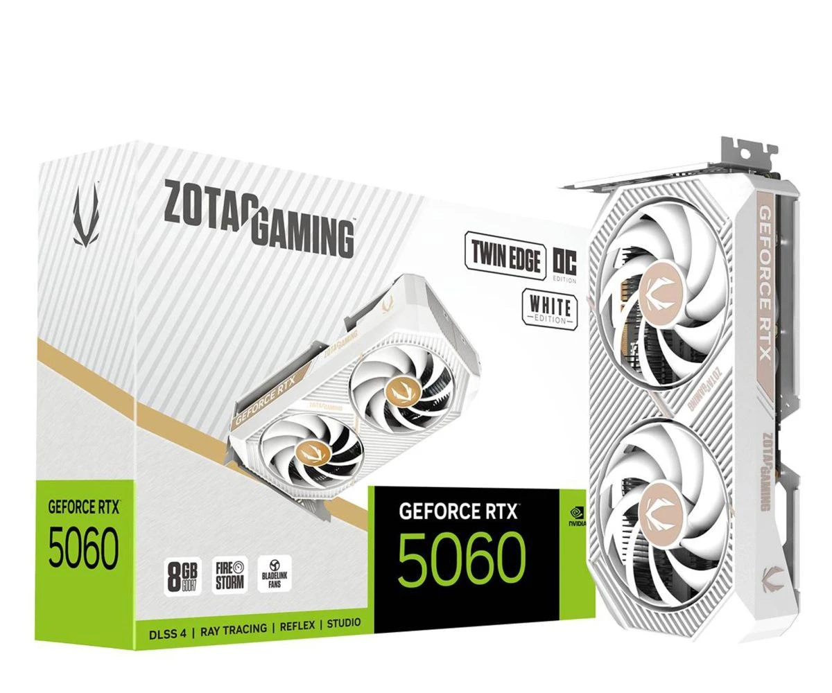 Видеокарта Zotac GeForce RTX 5060 Twin Edge OC White 8GB GDDR7 DLSS4 (ZT-B50600Q-10M) EU
