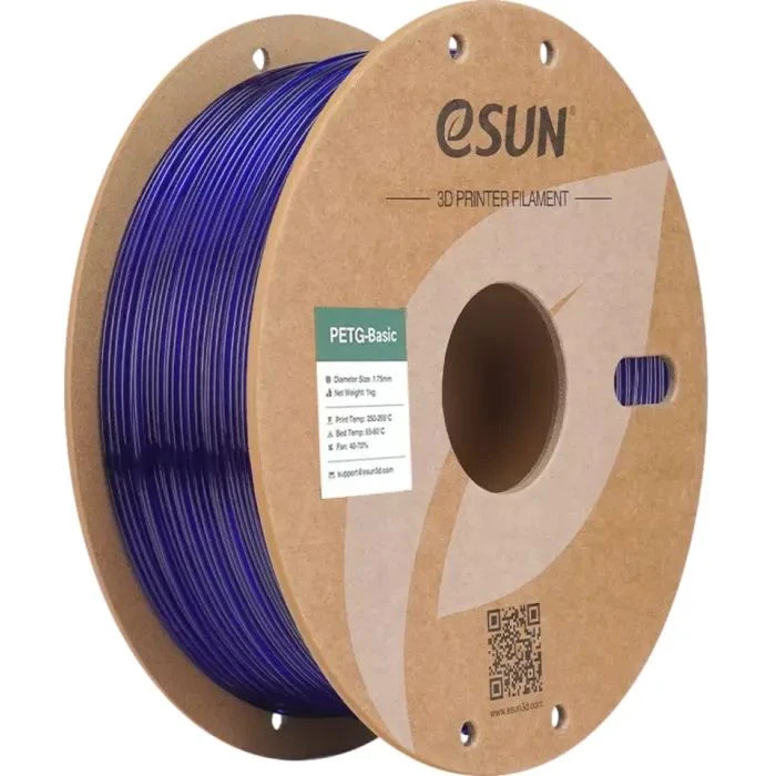 Пластик для 3D-принтера eSUN PETG BASIC Прозорий 1,75mm 1kg СИНІЙ (PETG-BASIC175T-U1P1) (UA)