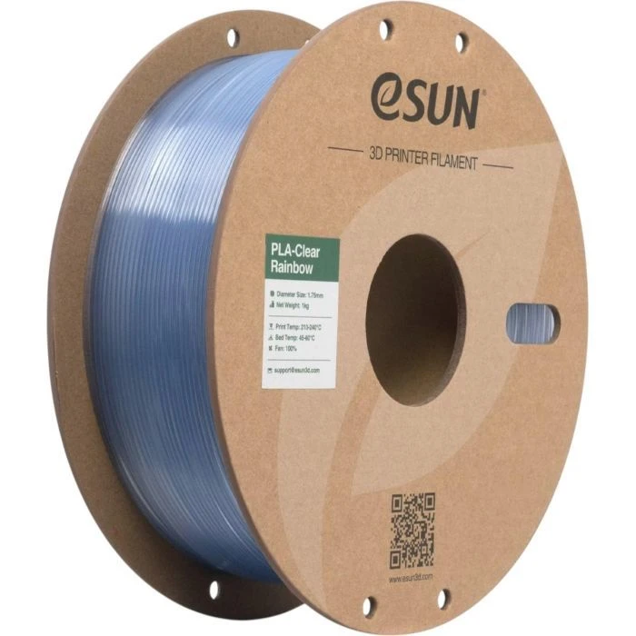 Пластик для 3D-принтера eSUN PLA Clear Rainbow 1,75mm 1kg Blue-Crystal (PLA-CLRB175O-CB1P1) (UA)